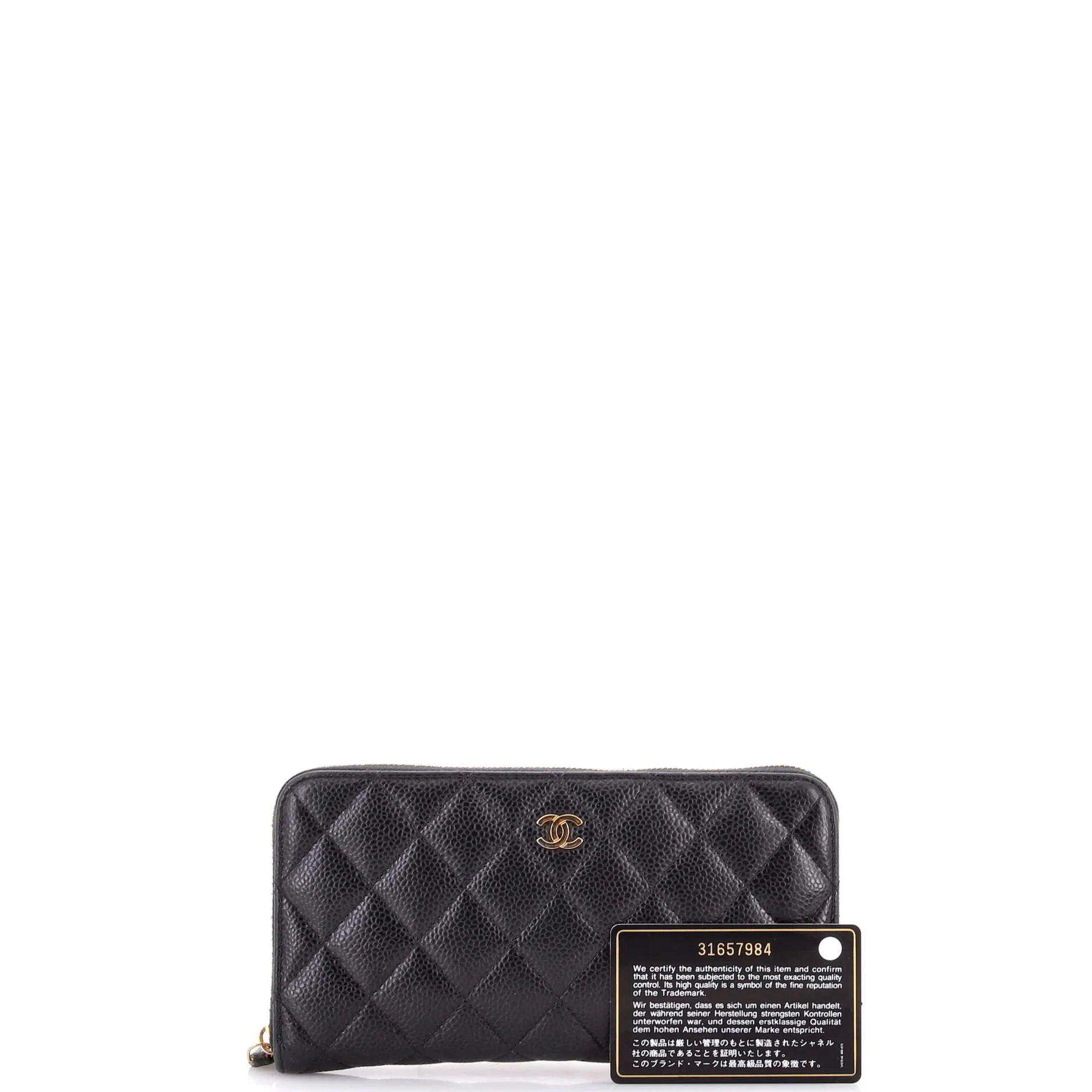 Pre-Loved Chanel Zip Around Wallet Quilted Caviar Long sold by Zulily product image thumbnail 2