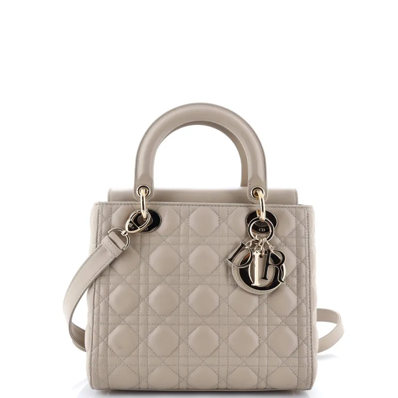Pre-Loved Christian Dior Lady Dior NM Bag Cannage Quilt Lambskin Medium sold by Zulily