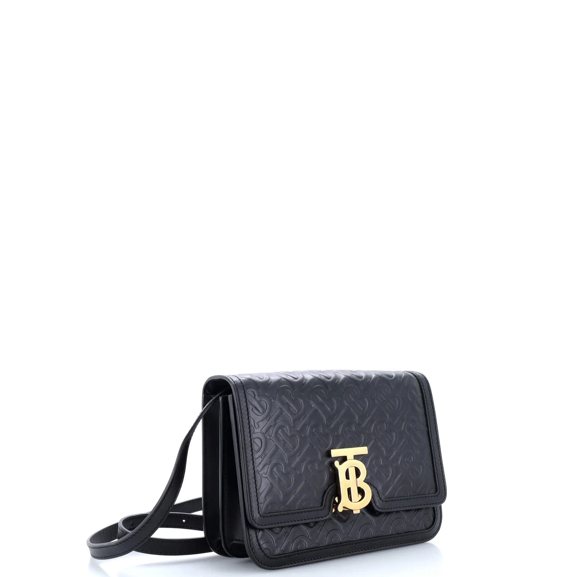 Pre-Loved Burberry TB Flap Bag Monogram Embossed Leather Small sold by Zulily product image thumbnail 2