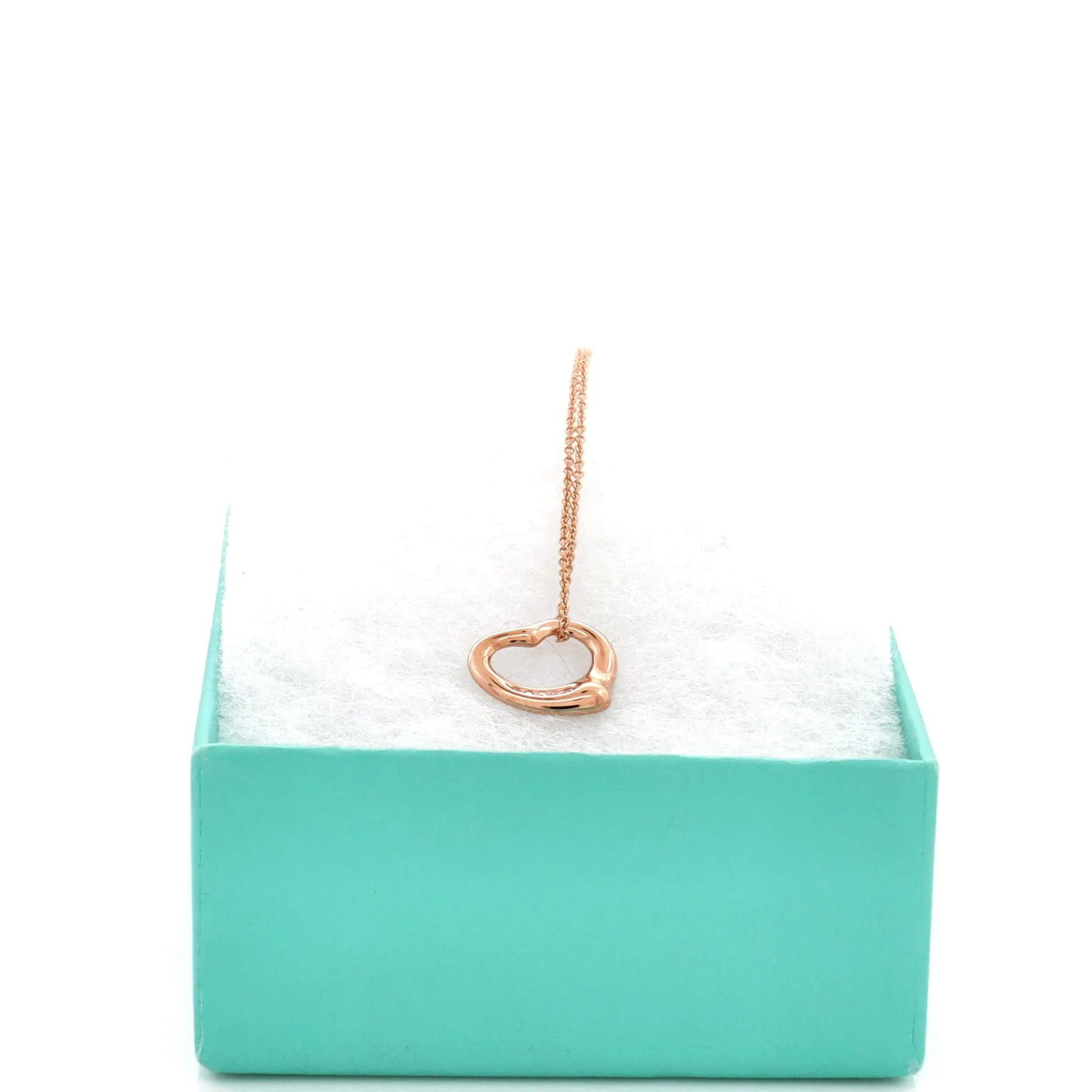 Pre-Loved Tiffany Elsa Peretti Open Heart 5 Diamonds Pendant Necklace 18K Rose Gold with Diamonds sold by Zulily product image thumbnail 2