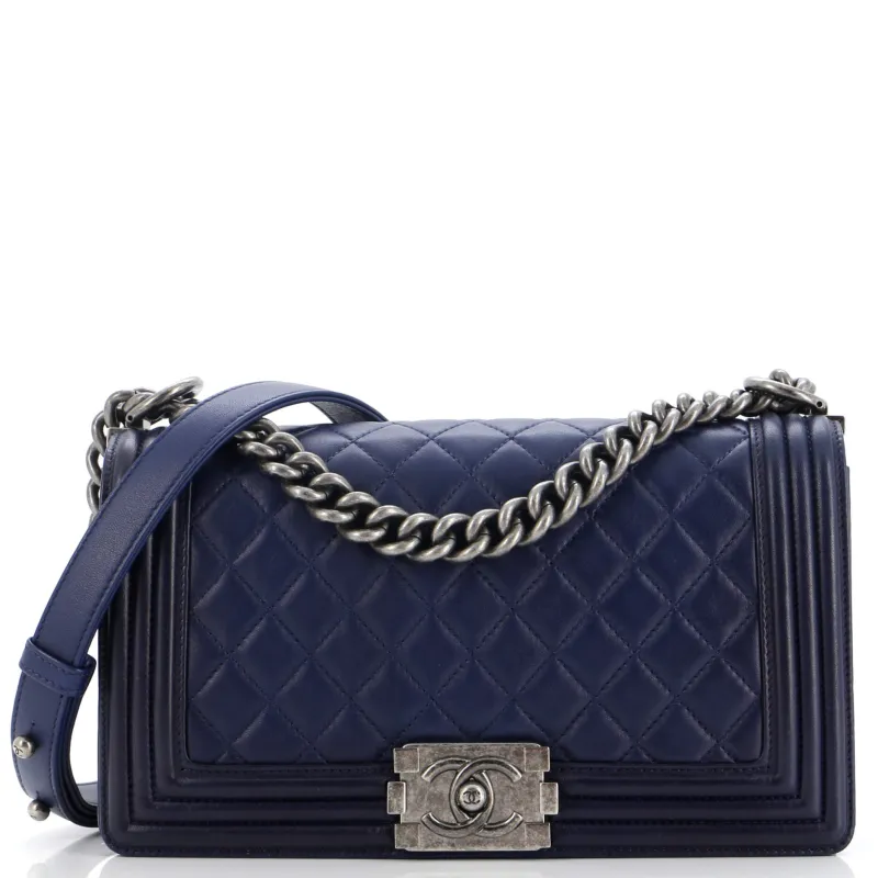 Pre-Loved Chanel Boy Flap Bag Quilted Lambskin Old Medium sold by Zulily