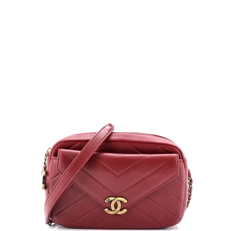 Pre-Loved Chanel Coco Envelope Camera Case Bag Chevron Lambskin Small sold by Zulily