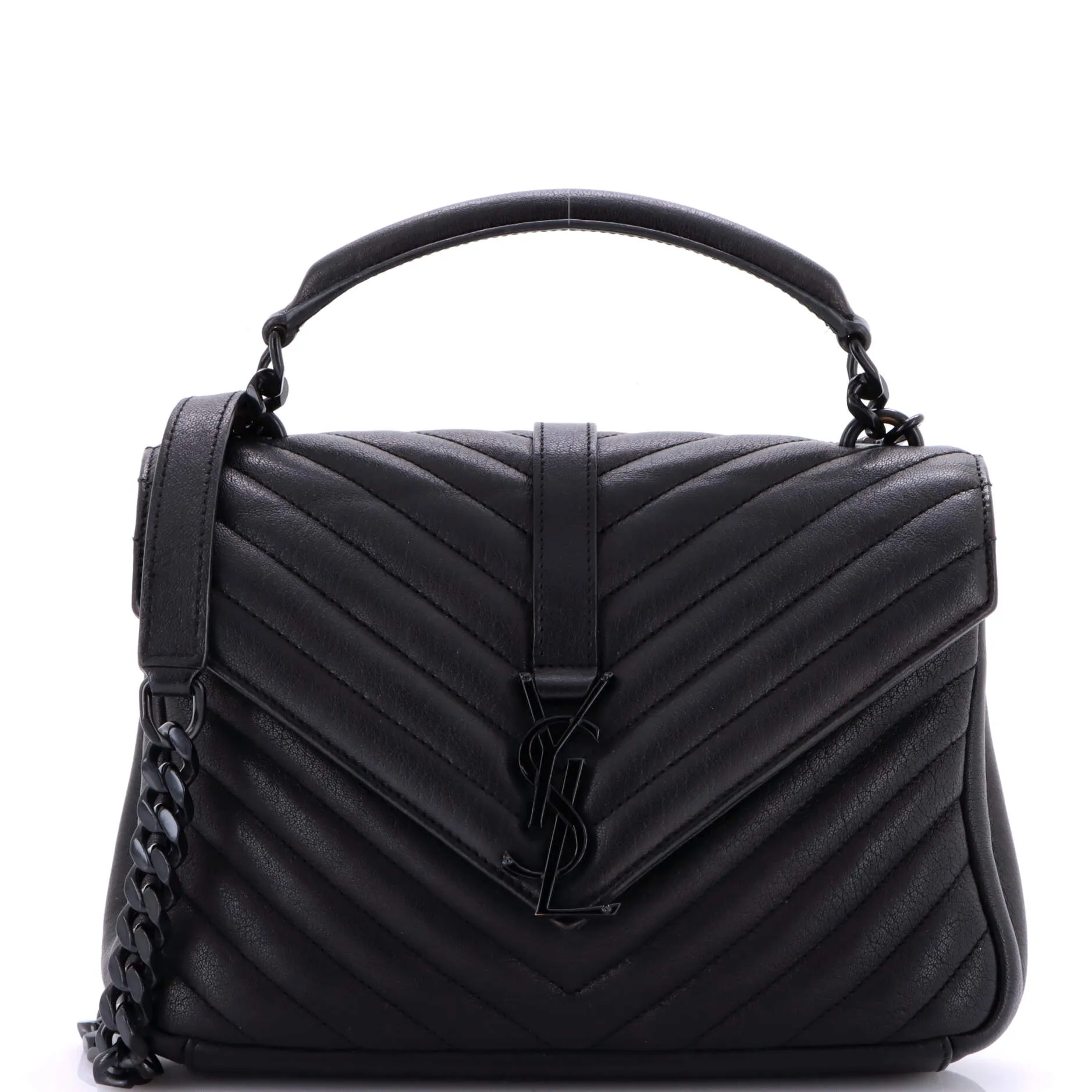 Pre-Loved Saint Laurent Classic Monogram College Bag Matelasse Chevron Leather Medium sold by Zulily