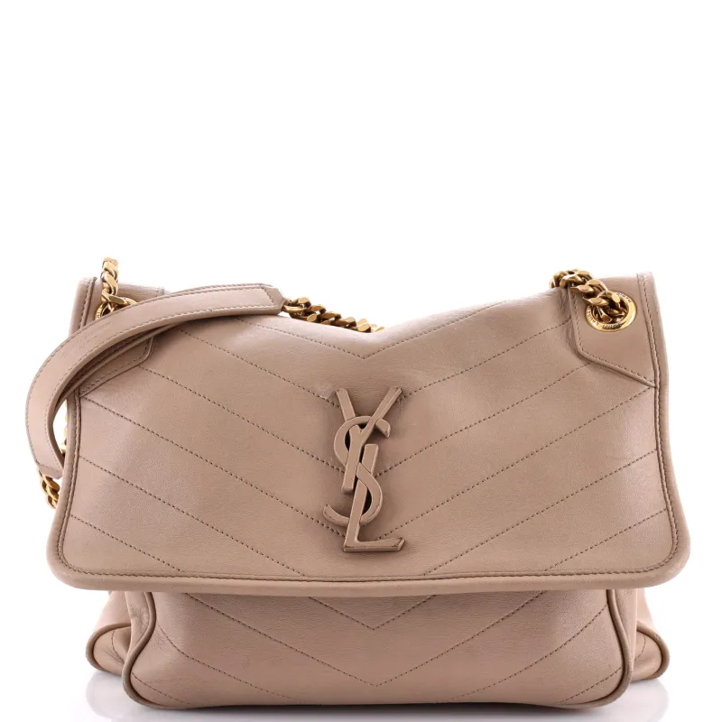 Pre-Loved Saint Laurent Niki Chain Flap Bag Matelasse Chevron Leather Medium sold by Zulily