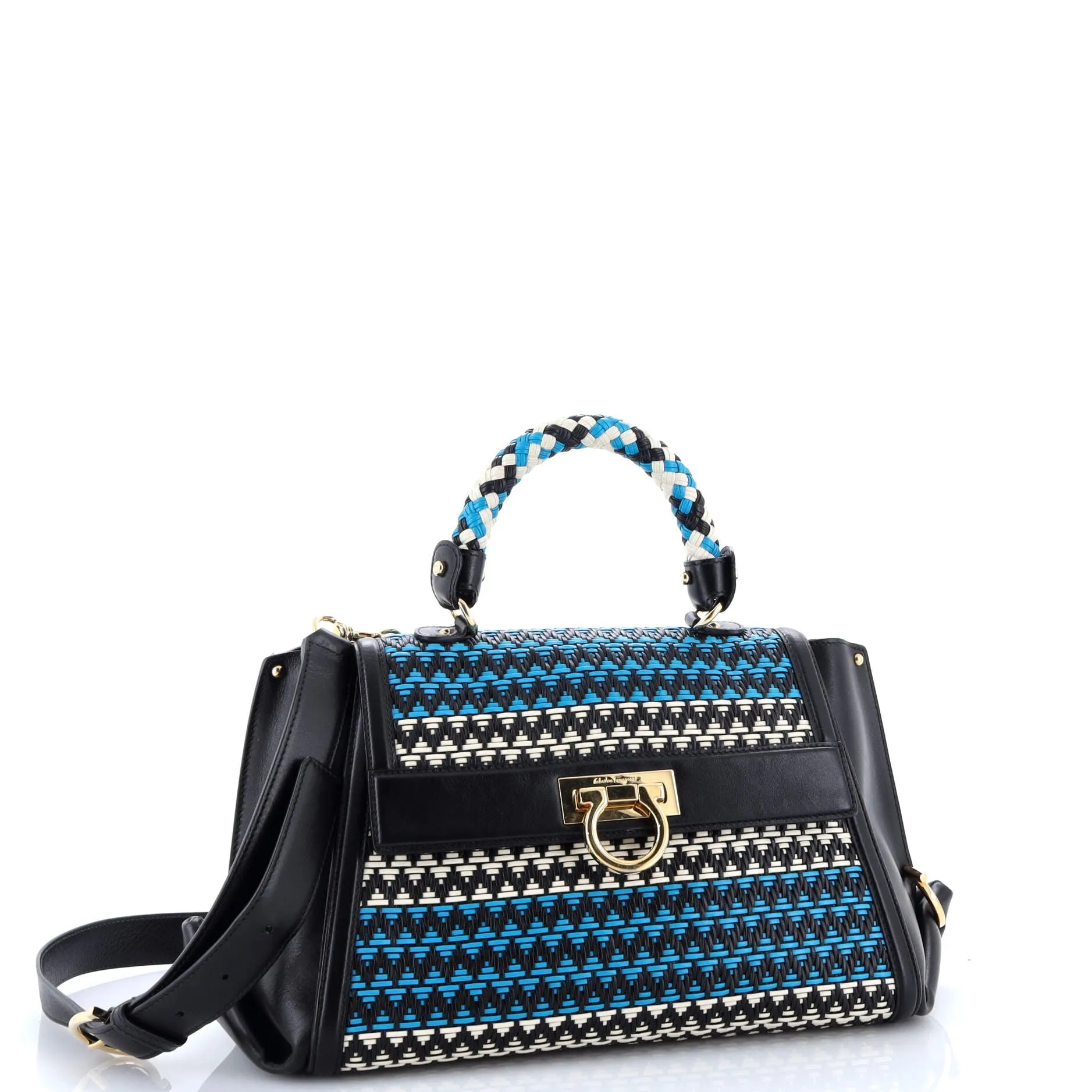 Pre-Loved Ferragamo Sofia Satchel Multicolor Woven Leather Medium sold by Zulily product image thumbnail 2
