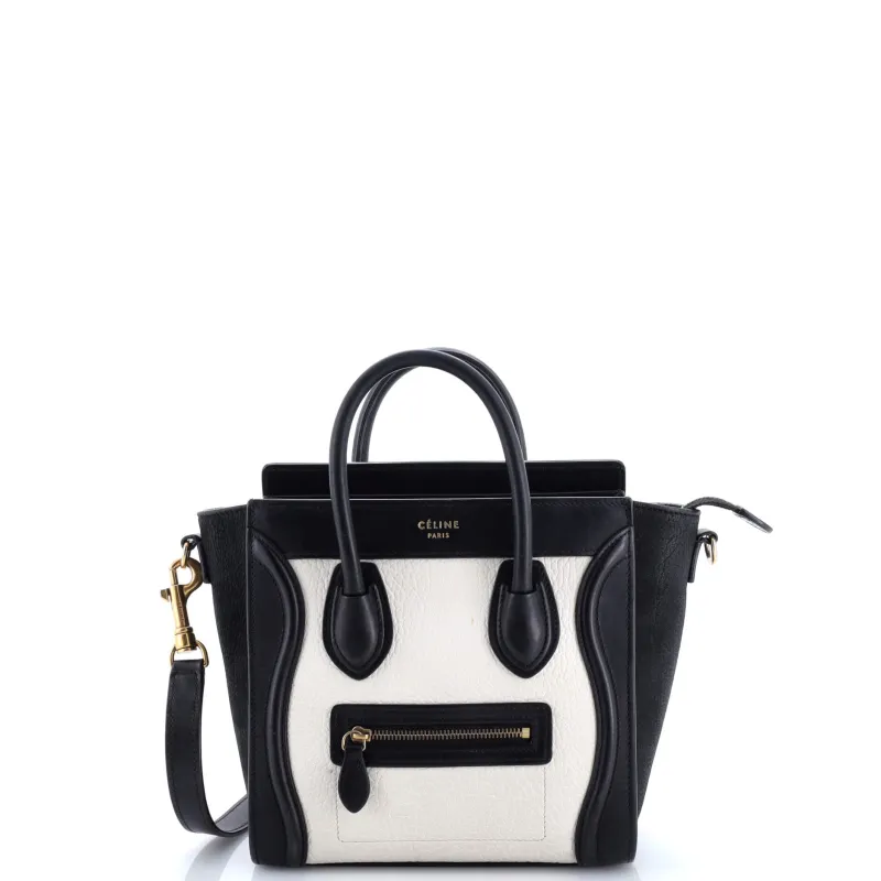 Pre-Loved Celine Bicolor Luggage Bag Grainy Leather Nano sold by Zulily