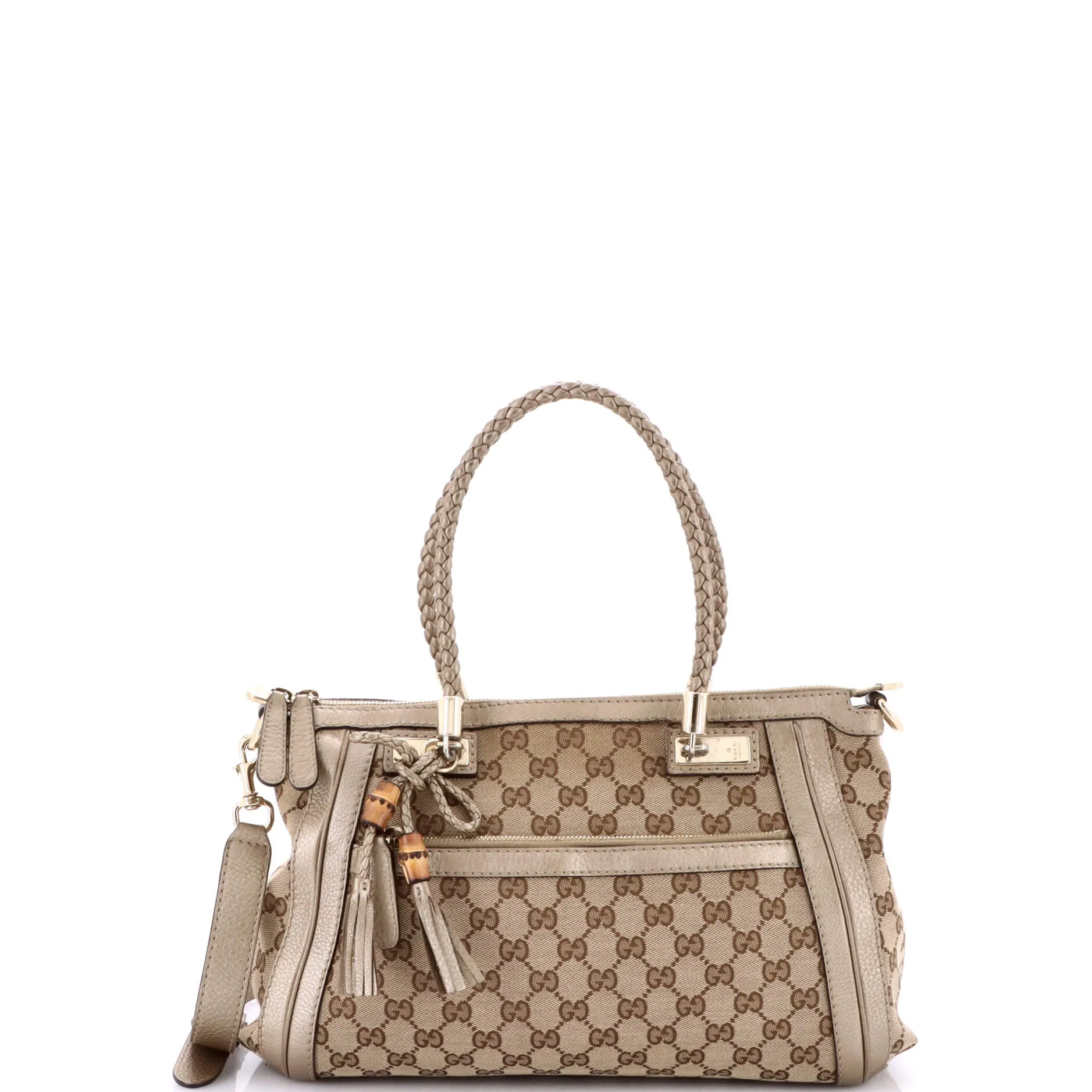 Pre-Loved Gucci Bella Convertible Top Handle Bag GG Canvas Small sold by Zulily