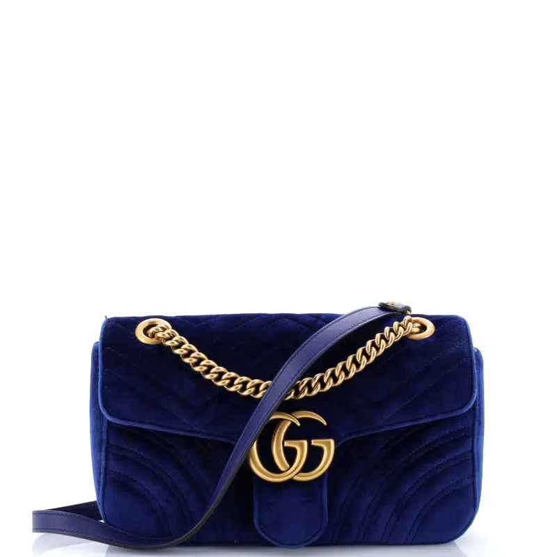 Pre-Loved Gucci GG Marmont Flap Bag Matelasse Velvet Small sold by Zulily