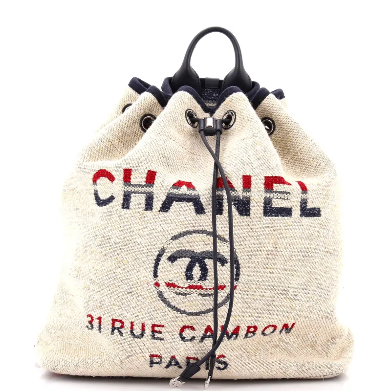Pre-Loved Chanel Deauville Backpack Canvas Large made by Chanel