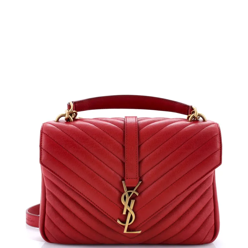 Pre-Loved Saint Laurent Classic Monogram College Bag Matelasse Chevron Leather Medium sold by Zulily