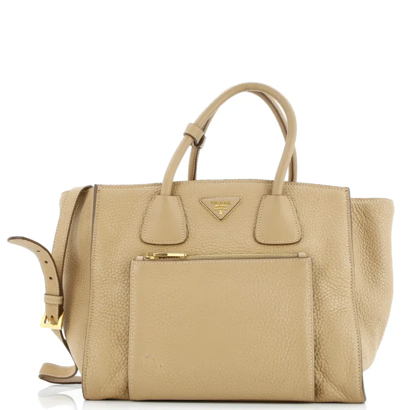 Pre-Loved Prada Front Pocket Wing Convertible Tote Vitello Daino sold by Zulily