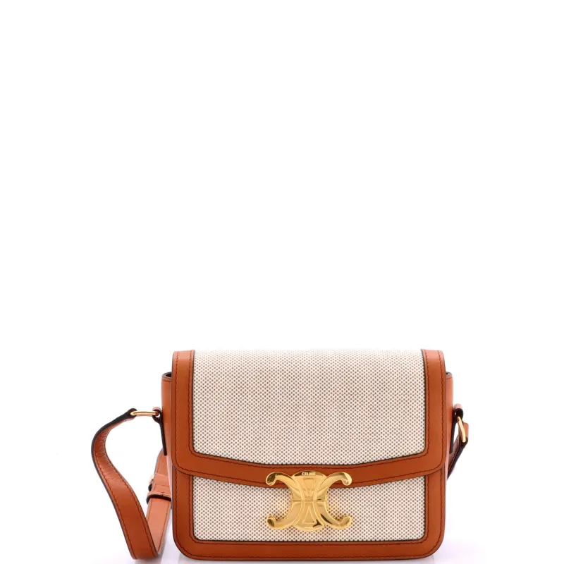 Pre-Loved Celine Triomphe Shoulder Bag Canvas with Leather Teen sold by Zulily