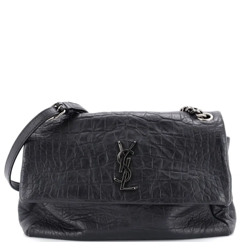 Pre-Loved Saint Laurent West Hollywood Shoulder Bag Crocodile Embossed Leather Medium sold by Zulily