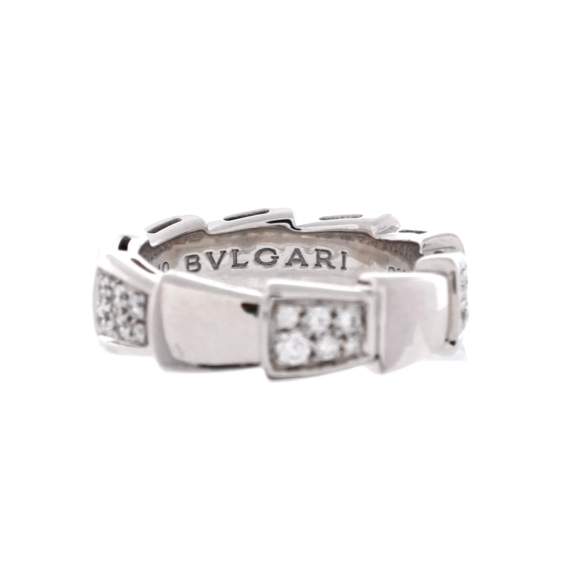 Pre-Loved Bvlgari Serpenti Viper Ring 18K White Gold with Half Pave Diamonds Large sold by Zulily product image thumbnail 2