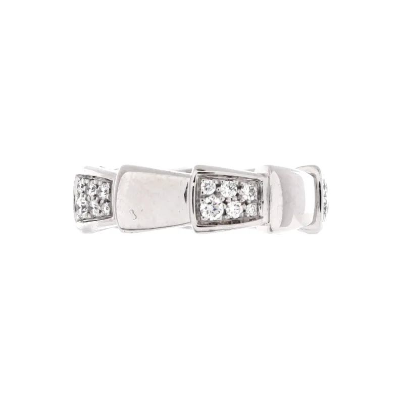 Pre-Loved Bvlgari Serpenti Viper Ring 18K White Gold with Half Pave Diamonds Large sold by Zulily
