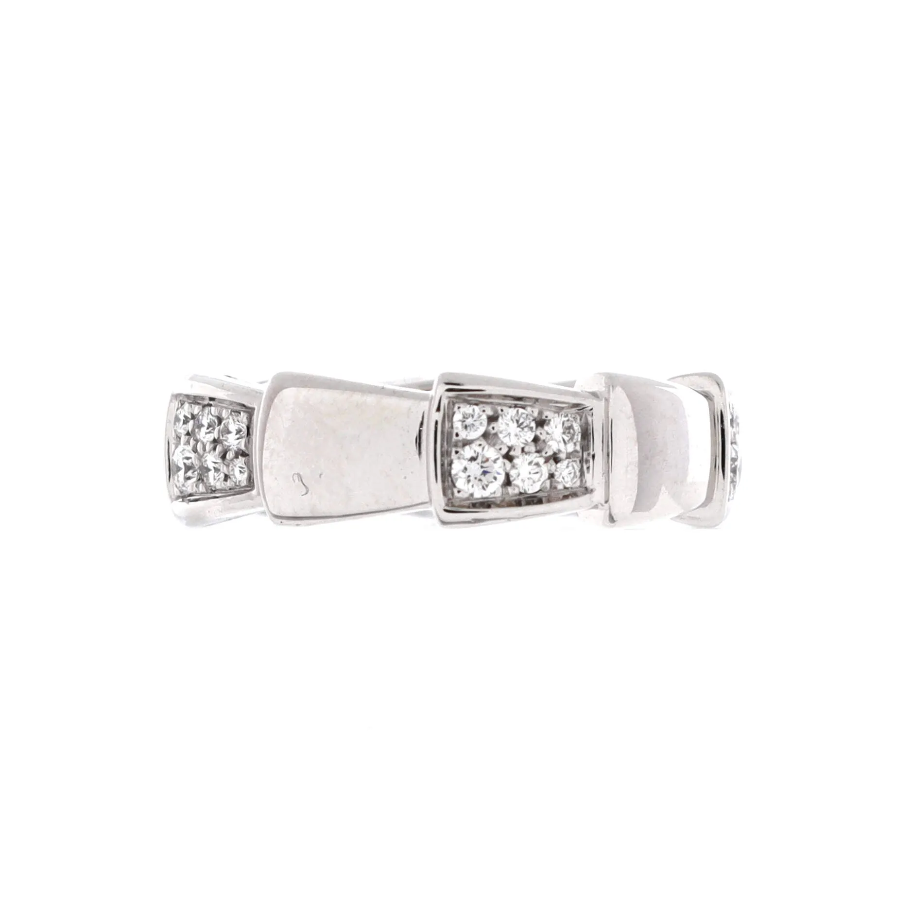 Pre-Loved Bvlgari Serpenti Viper Ring 18K White Gold with Half Pave Diamonds Large sold by Zulily