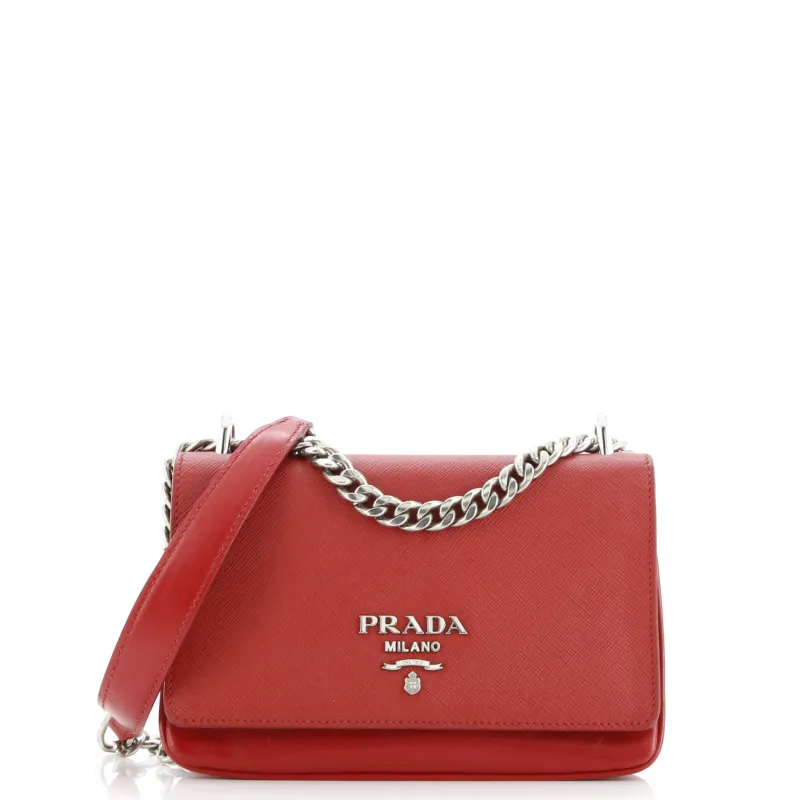 Pre-Loved Prada Chain Flap Crossbody Bag Saffiano and Soft Calf Small sold by Zulily
