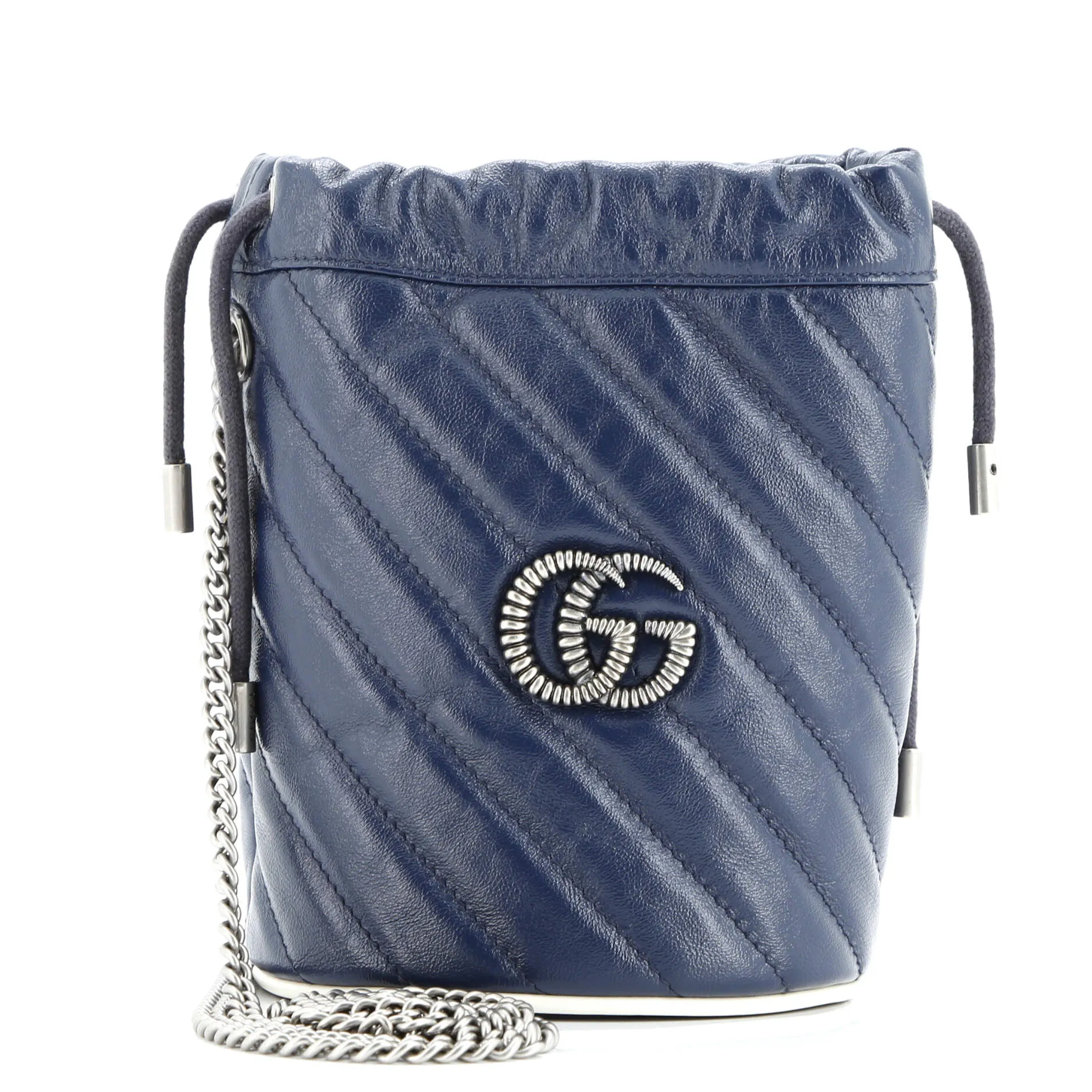 Pre-Loved Gucci GG Marmont Bucket Bag Diagonal Quilted Leather Mini sold by Zulily