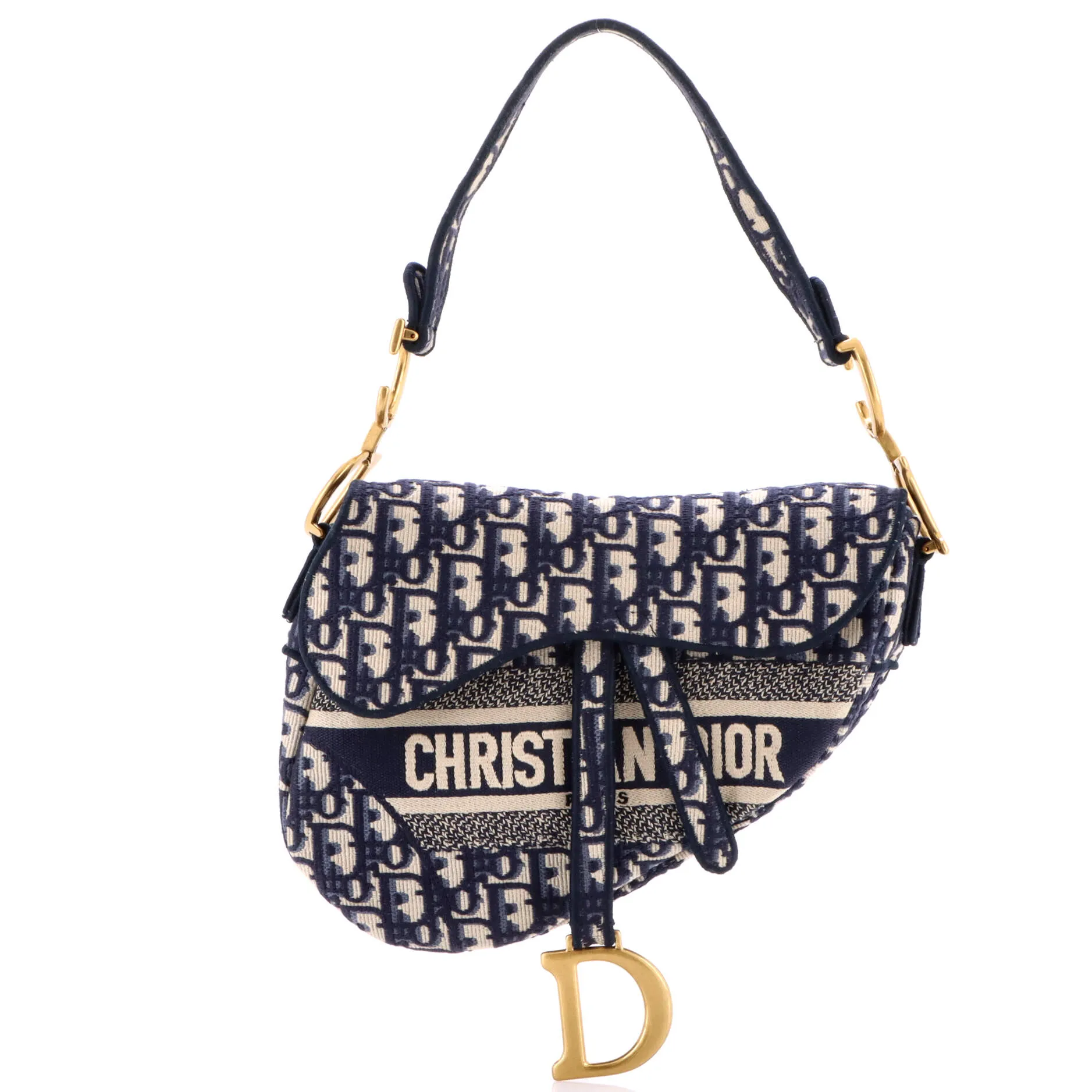 Pre-Loved Christian Dior Saddle Handbag Logo Embroidered Oblique Canvas Medium sold by Zulily