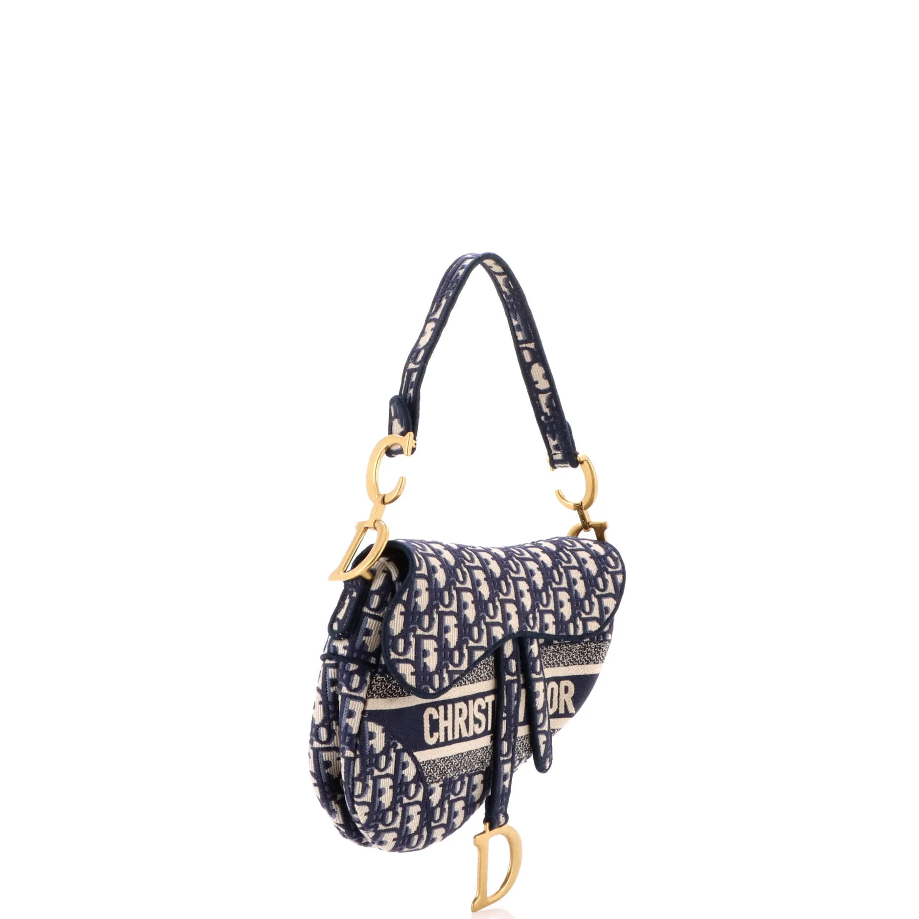 Pre-Loved Christian Dior Saddle Handbag Logo Embroidered Oblique Canvas Medium sold by Zulily product image thumbnail 2