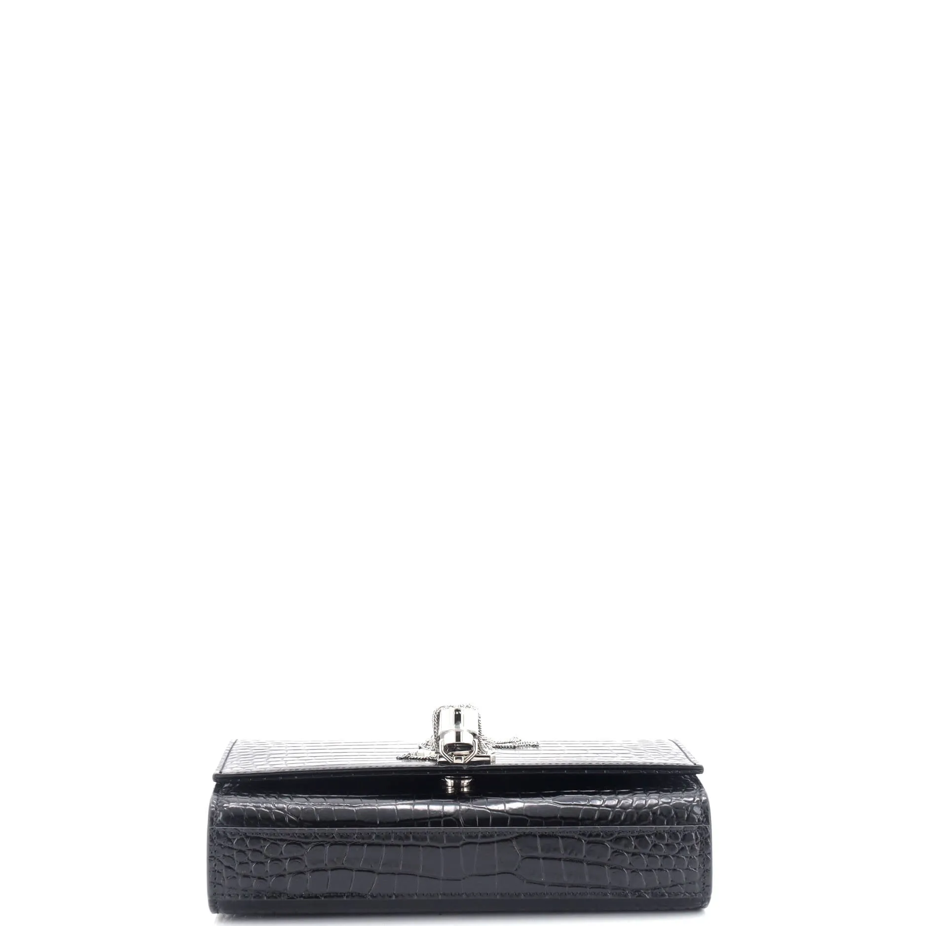 Pre-Loved Saint Laurent Classic Monogram Tassel Crossbody Bag Crocodile Embossed Leather Small sold by Zulily product image thumbnail 4