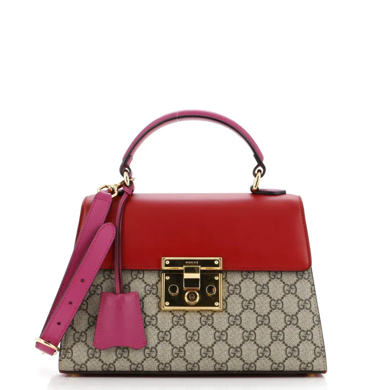 Pre-Loved Gucci Padlock Top Handle Bag GG Coated Canvas and Leather Small sold by Zulily