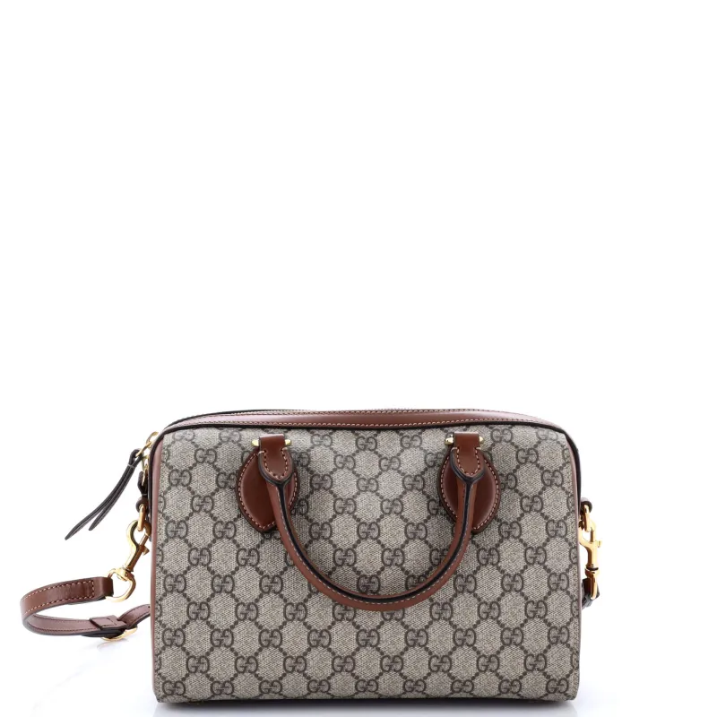 Pre-Loved Gucci Convertible Boston Bag GG Coated Canvas and Leather Small sold by Zulily
