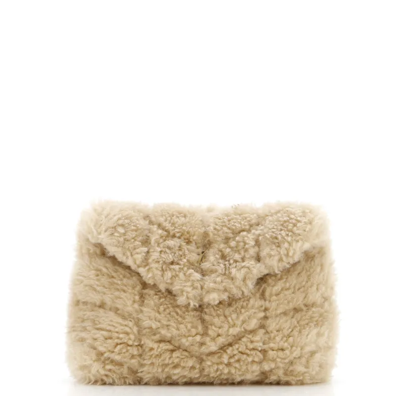 Pre-Loved Saint Laurent LouLou Puffer Clutch Matelasse Chevron Shearling Small sold by Zulily