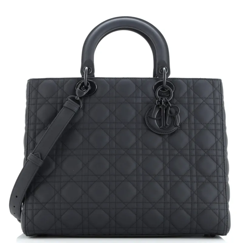 Pre-Loved Christian Dior Ultra Matte Lady Dior Bag Cannage Quilt Calfskin Large sold by Zulily