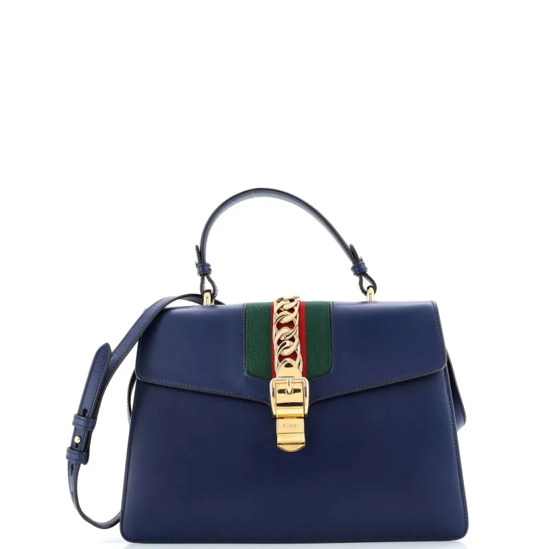 Pre-Loved Gucci Sylvie Top Handle Bag Leather Medium sold by Zulily