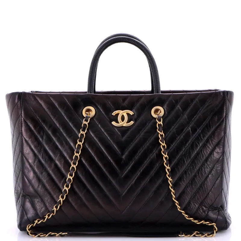 Pre-Loved Chanel Coco Handle Shopping Tote Quilted Caviar with Lizard Large sold by Zulily