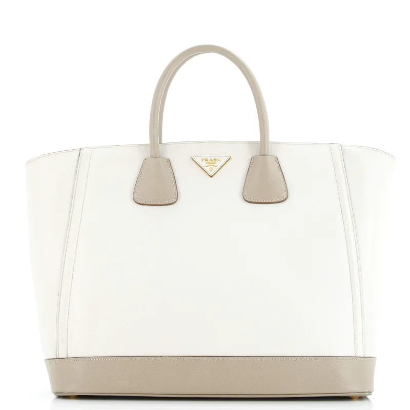 Pre-Loved Prada Bicolor Open Tote Saffiano Leather Medium sold by Zulily