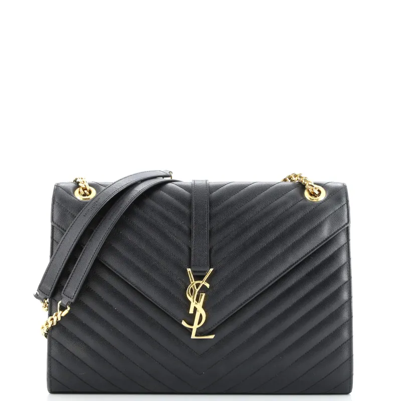 Pre-Loved Saint Laurent Classic Monogram Envelope Satchel Matelasse Chevron Leather Large sold by Zulily