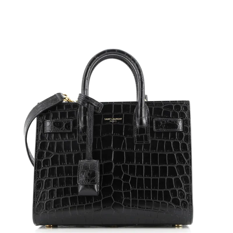 Pre-Loved Saint Laurent Sac de Jour NM Bag Crocodile Embossed Leather Nano sold by Zulily