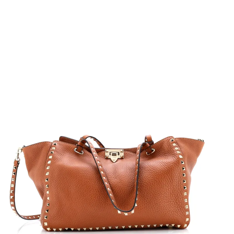 Pre-Loved Valentino Rockstud Tote Pebbled Leather Medium sold by Zulily