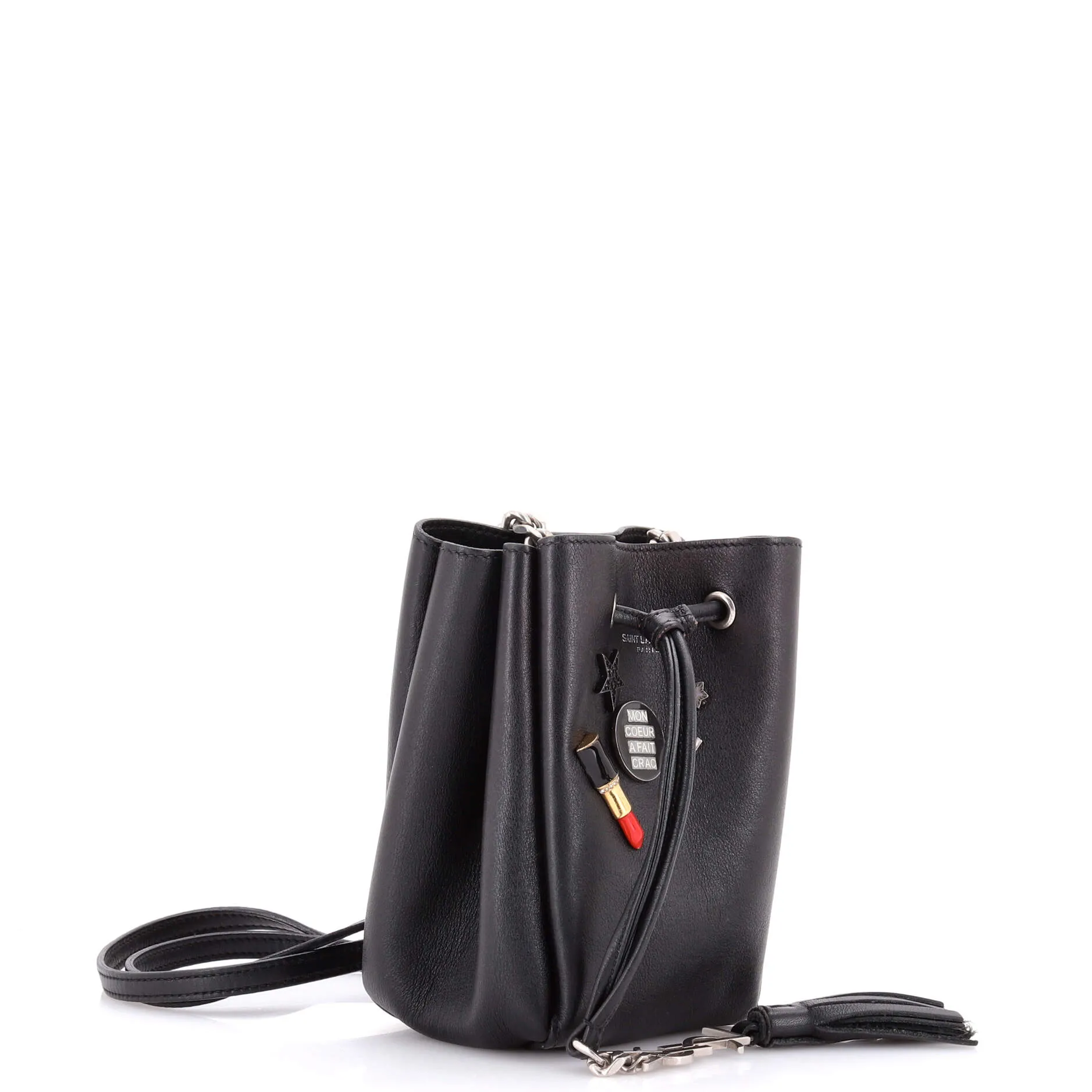 Pre-Loved Saint Laurent Monogram Bourse Bucket Bag Embellished Leather Mini sold by Zulily product image thumbnail 2