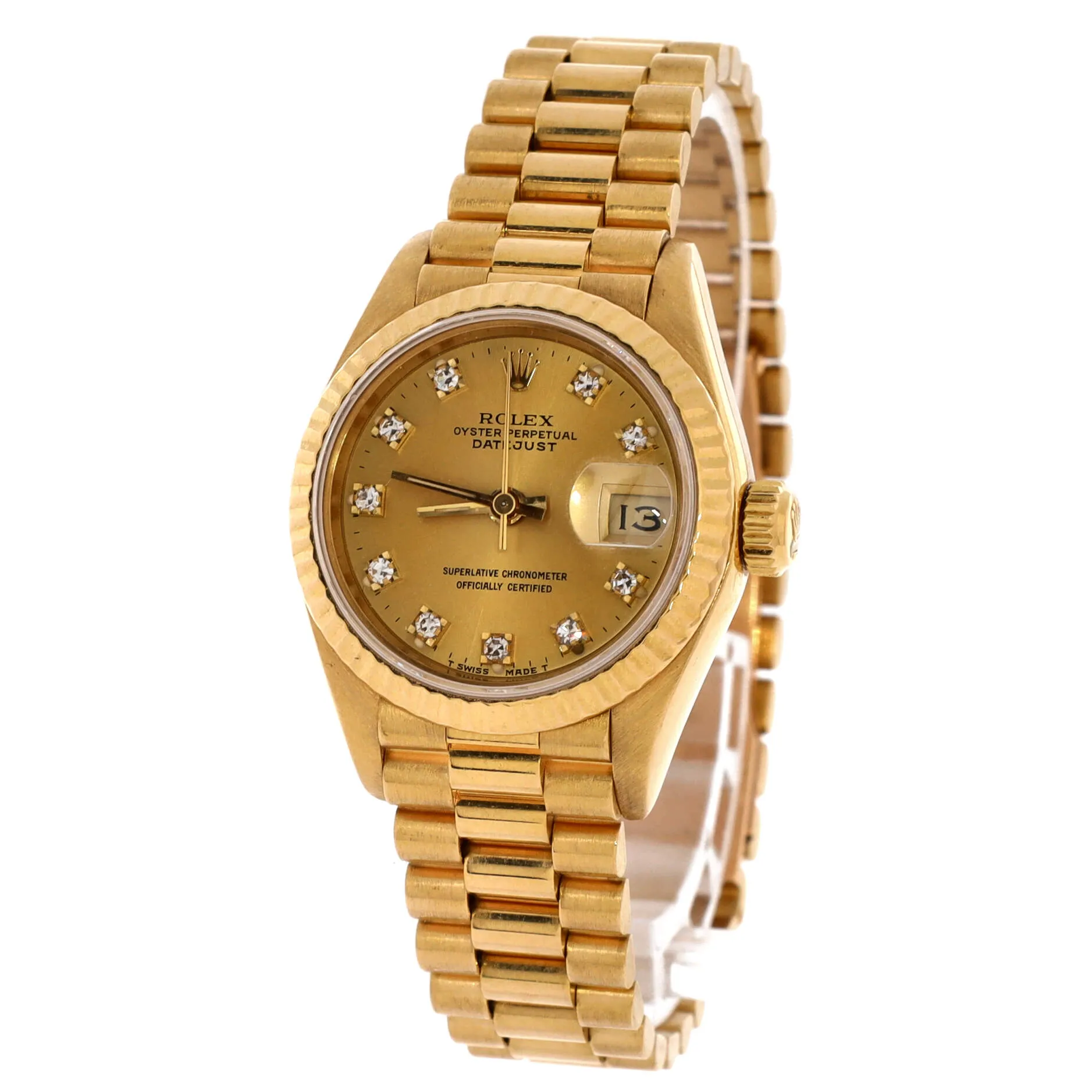 Pre-Loved Rolex Oyster Perpetual Datejust Automatic Watch Yellow Gold with Diamond Markers 26 sold by Zulily product image thumbnail 3