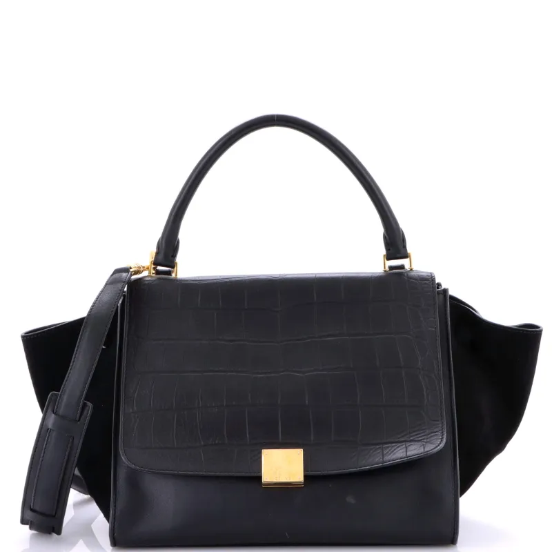 Pre-Loved Celine Trapeze Bag Crocodile Embossed Leather Medium sold by Zulily
