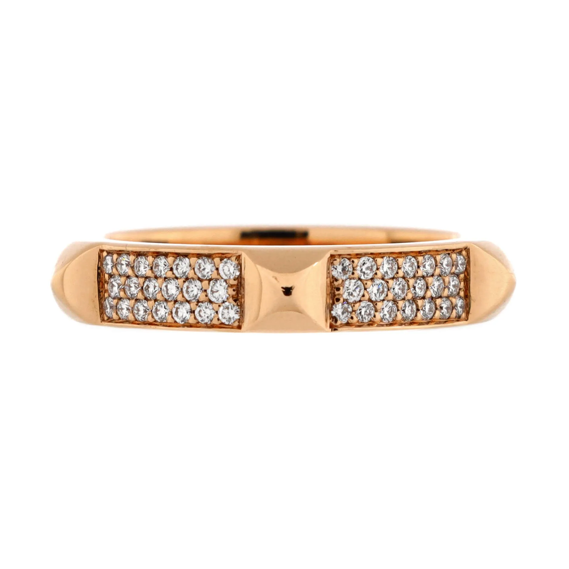 Pre-Loved Hermes Clou d'H Ring 18K Rose Gold with Diamonds sold by Zulily