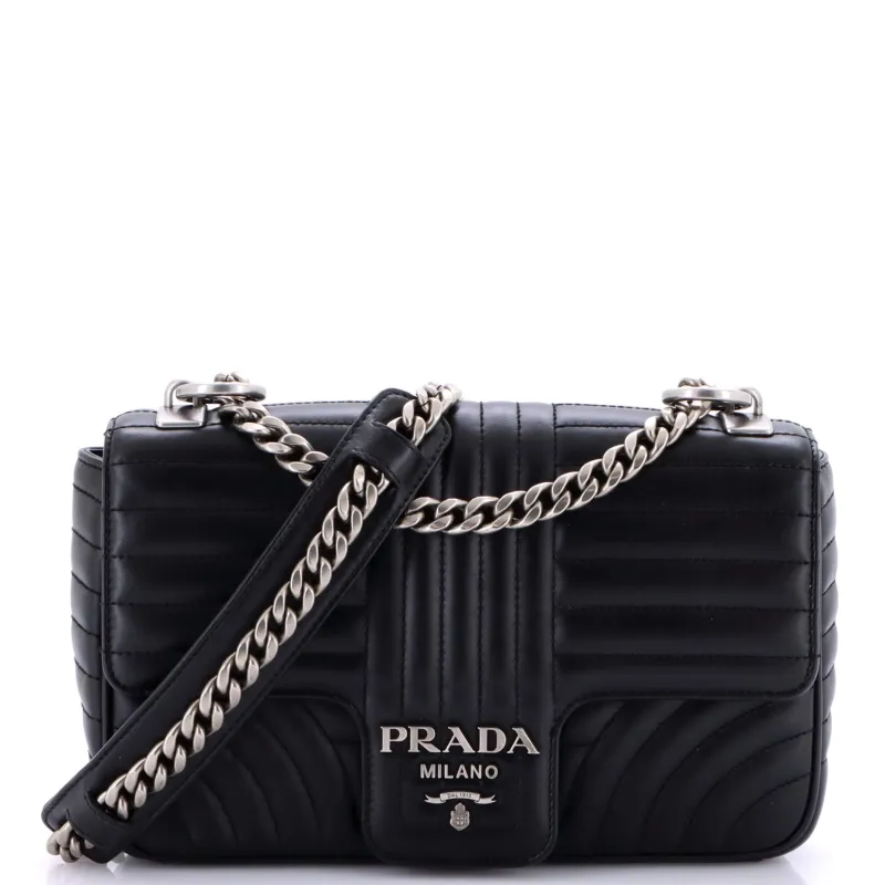 Pre-Loved Prada Chain Flap Shoulder Bag Diagramme Quilted Leather Medium sold by Zulily