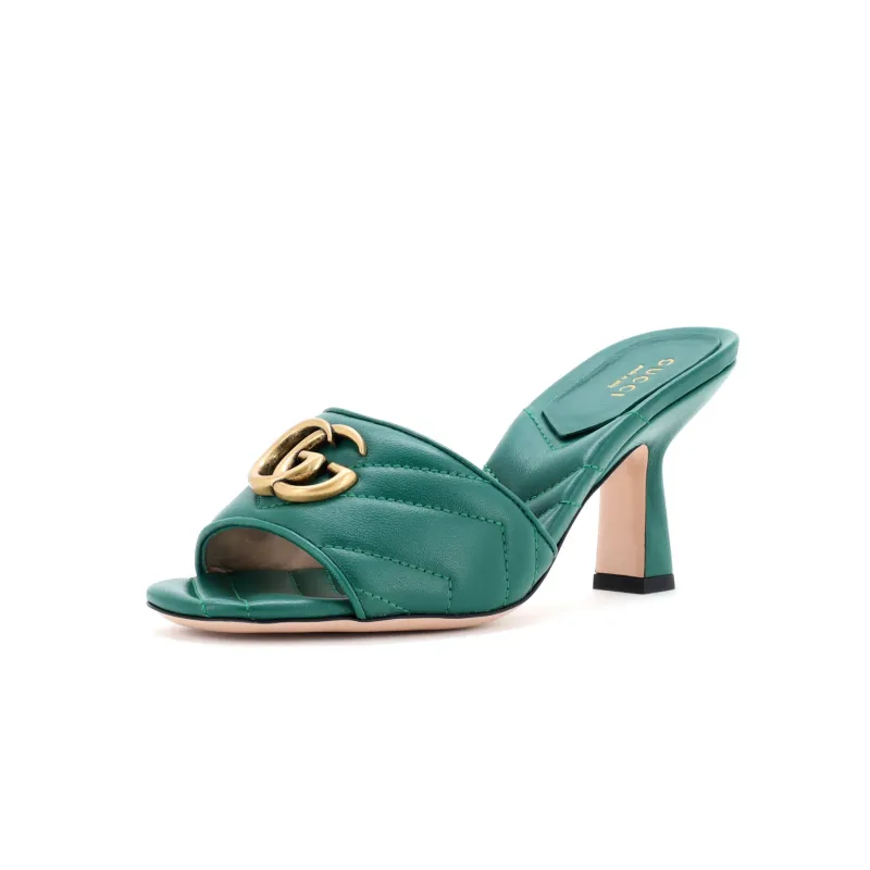 Pre-Loved Gucci Women's Marmont Slide Heeled Sandals Matelasse Leather made by Gucci