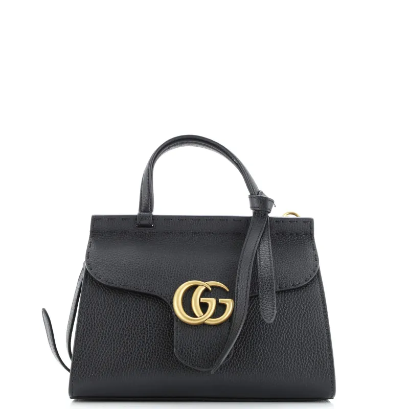 Pre-Loved Gucci GG Marmont Top Handle Bag Leather Mini sold by Zulily