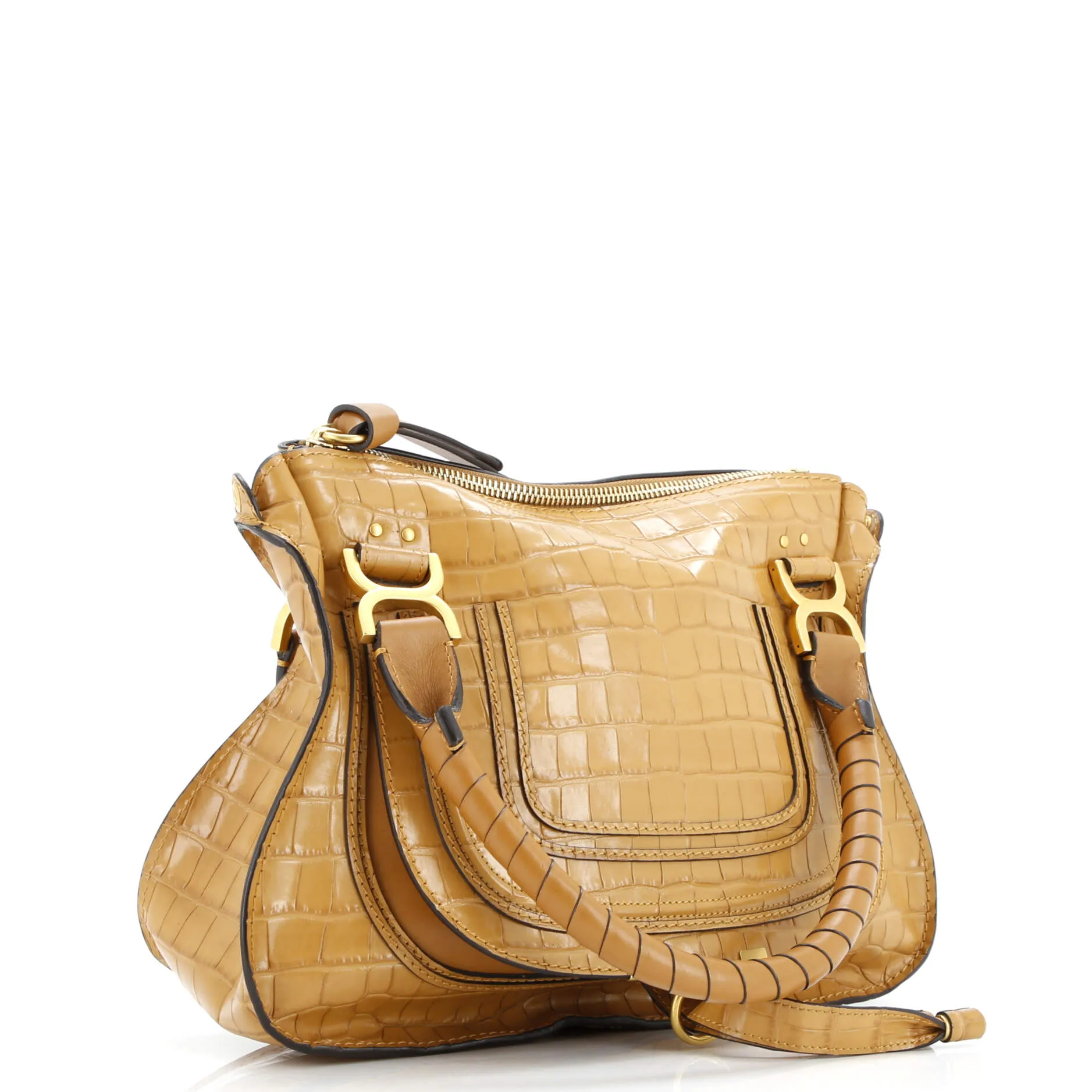Pre-Loved Chloe Marcie Satchel Crocodile Embossed Leather Medium sold by Zulily product image thumbnail 2