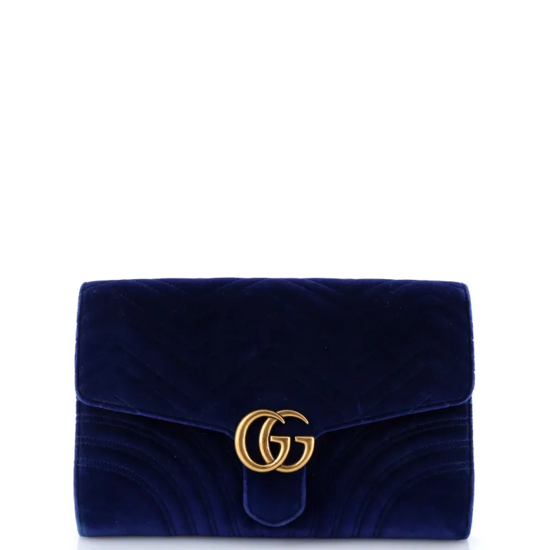 Pre-Loved Gucci GG Marmont Flap Clutch Matelasse Velvet sold by Zulily