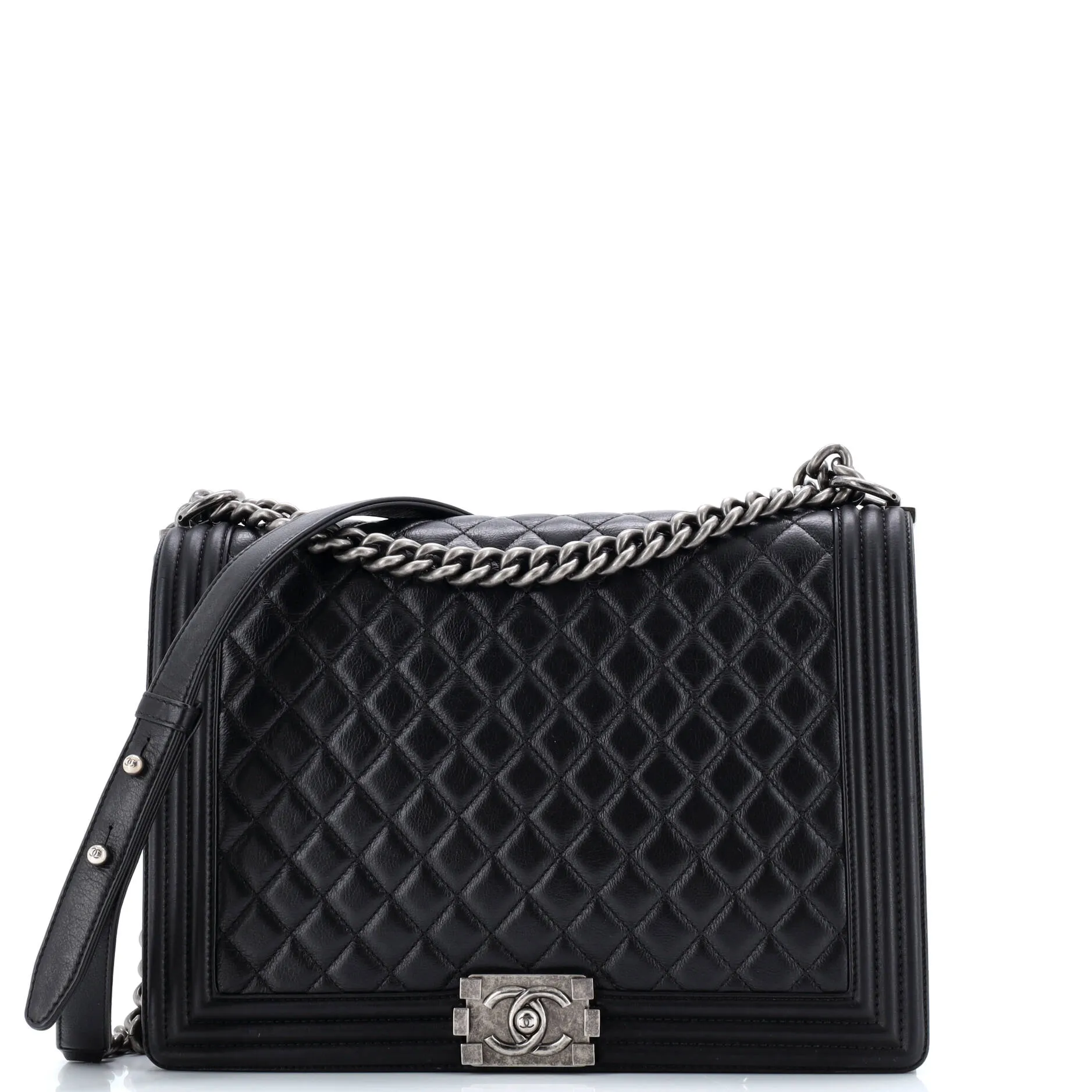 Pre-Loved Chanel Boy Flap Bag Quilted Calfskin Large sold by Zulily
