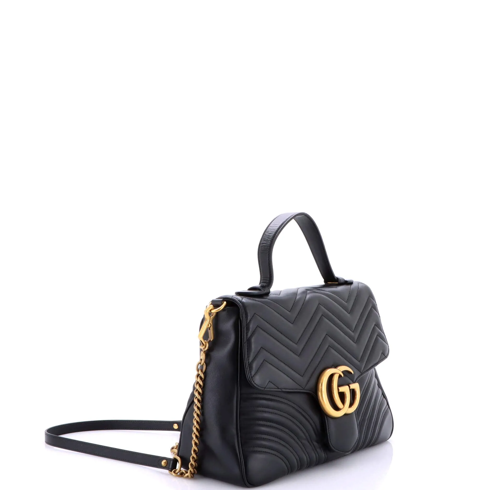 Pre-Loved Gucci GG Marmont Top Handle Flap Bag Matelasse Leather Medium sold by Zulily product image thumbnail 2