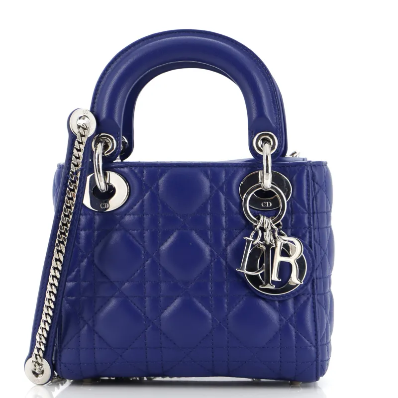 Pre-Loved Christian Dior Lady Dior Chain Bag Cannage Quilt Lambskin Mini sold by Zulily