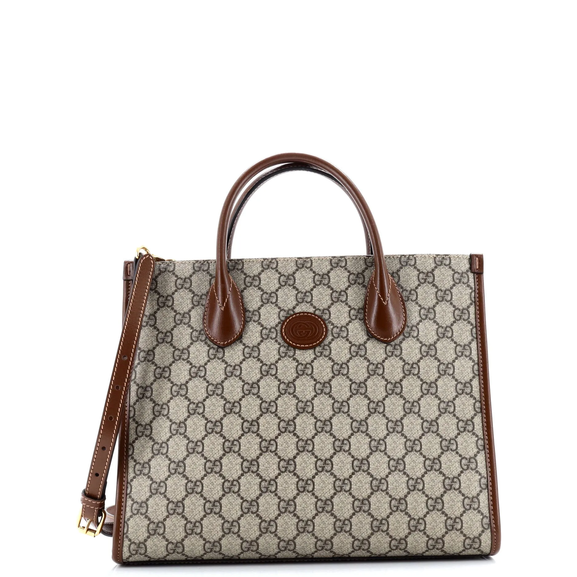 Pre-Loved Gucci Structured Top Handle Open Tote GG Coated Canvas Small sold by Zulily