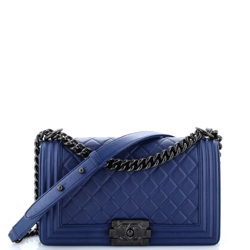 Pre-Loved Chanel Boy Flap Bag Quilted Lambskin Old Medium sold by Zulily