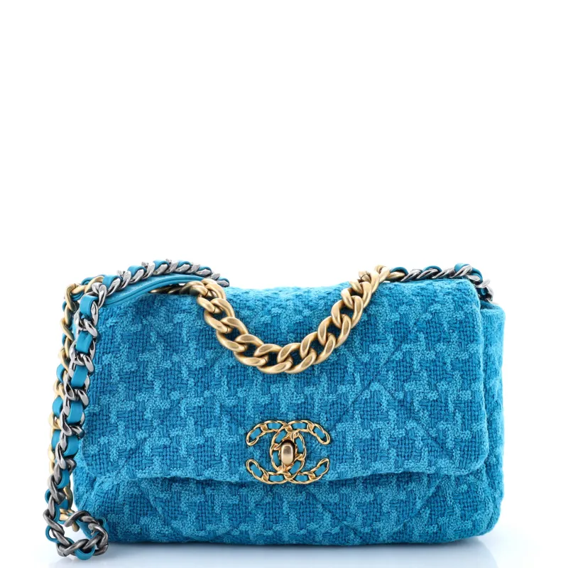 Pre-Loved Chanel 19 Flap Bag Quilted Tweed Medium sold by Zulily